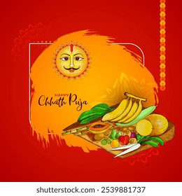 Elegant Happy Chhath Puja Indian festival greeting card vector