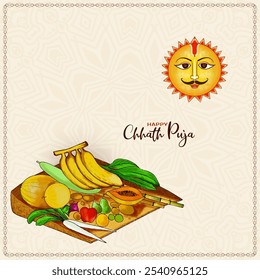 Elegant Happy Chhath Puja Indian festival greeting card vector