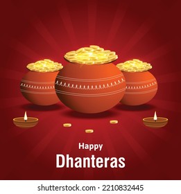 Elegant happy dhanteras beautiful festival vector design