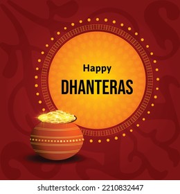 Elegant happy dhanteras beautiful festival vector design