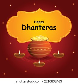 Elegant happy dhanteras beautiful festival vector design