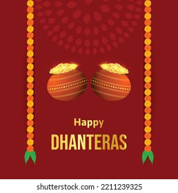 Elegant happy dhanteras beautiful festival vector design