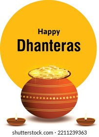 Elegant happy dhanteras beautiful festival vector design