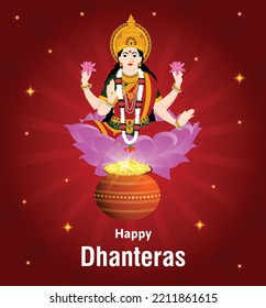Elegant happy dhanteras beautiful festival vector design