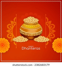 Elegant Happy Dhanteras Indian festival greeting background vector