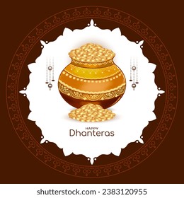 Elegant Happy Dhanteras Indian festival greeting background vector