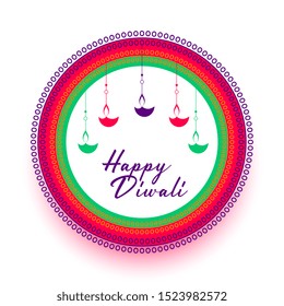 elegant happy diwali colorful flat style background