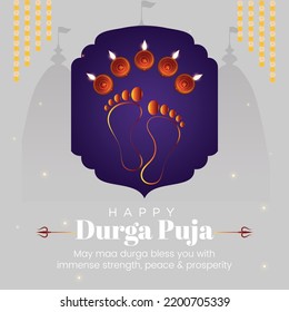 Elegant happy durga puja Indian Hindu festival banner template. 