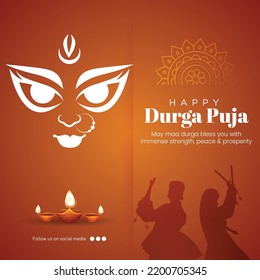 Elegant Happy Durga Puja Indian Hindu Festival Banner Template.