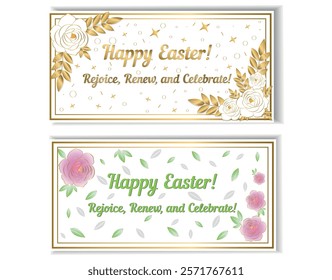 Elegant Happy Easter Floral Banners