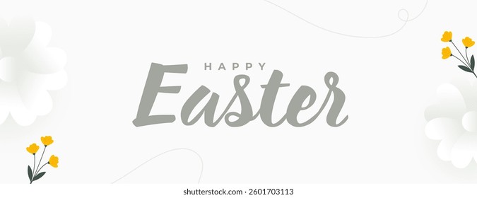 elegant happy easter greeting white background with floral design vector
