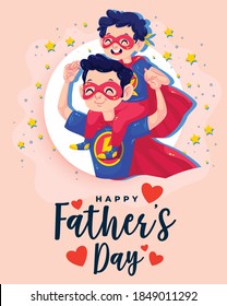 elegant happy fathers day greeting background with character son and dad