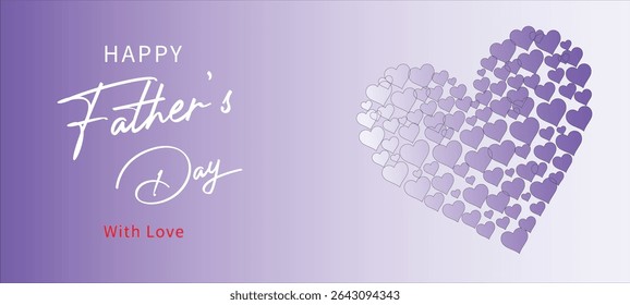 Elegant Happy Father's Day Poster with Purple Gradient Heart and Love Message in Minimal Style

