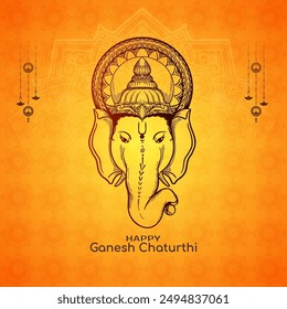 Elegant Happy Ganesh Chaturthi Indian traditional festival card vector