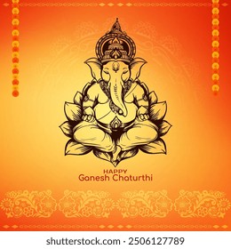 Elegant Happy Ganesh Chaturthi Indian cultural festival background vector