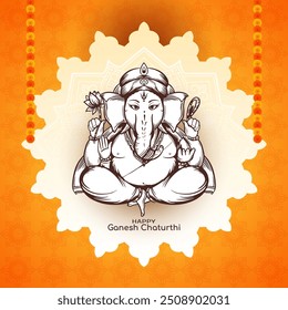 Elegant Happy Ganesh Chaturthi Indian festival greeting card vector