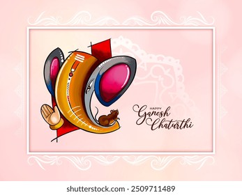 Elegant Happy Ganesh Chaturthi Indian festival celebration card vector