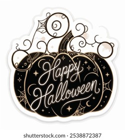 Elegante etiqueta de ilustração de Halloween feliz