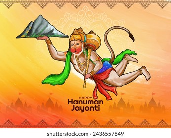 Elegant Happy Hanuman jayanti Indian cultural festival card design vector