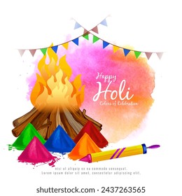 Elegant Happy Holi hindu traditional festival celebration card design vector