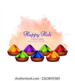 Elegant Happy Holi indian festival greeting card design vector