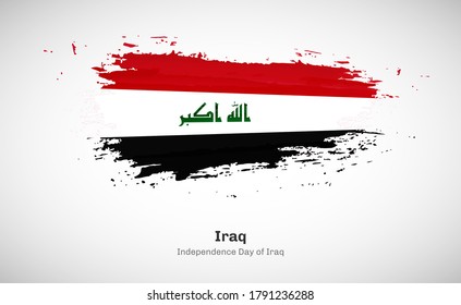 Elegant happy independence day of Iraq country with grungy watercolor country flag background