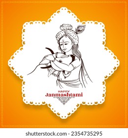 Elegant Happy janmashtami festival background design vector