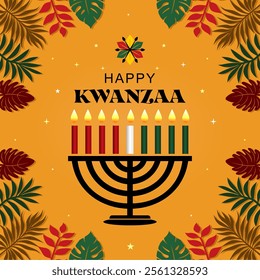 Elegant Happy Kwanzaa holiday background. African American cultural festival. . Best for banners, cards, and social media posts.