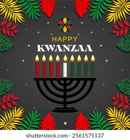 Elegant Happy Kwanzaa holiday background. African American cultural festival. . Best for banners, cards, and social media posts.