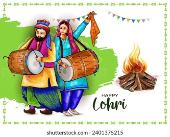 Elegant Happy Lohri cultural punjabi festival background design vector