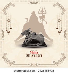 Elegant Happy Maha Shivratri cultural Indian festival celebration card vector