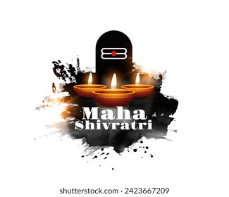 elegant happy maha shivratri religious background with diya design vector (Translation of Maha Shivratri is The Great Night of Lord Shiva)
