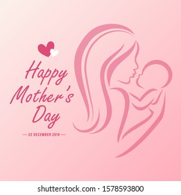Elegant Happy Mother's day background with silhouette mother and baby