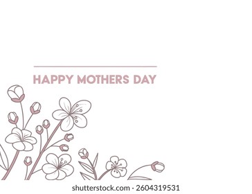 Elegant Happy Mothers Day floral design on white background
