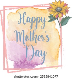 Elegant Happy Mother's Day graphic with watercolor and floral design. A beautiful, hand-drawn style graphic for Mother's Day.