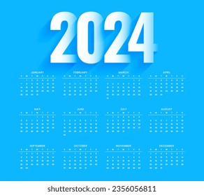 elegant happy new year 2024 blue template a printable design vector