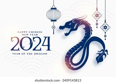 elegant happy new year 2024 chinese dragon party eve background vector