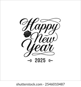 Elegant Happy New Year 2025 Black and White Greeting Design

Minimalist New Year Greeting Card Design with Floral Accents
