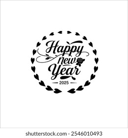 Elegant Happy New Year 2025 Black and White Greeting Design

Minimalist New Year Greeting Card Design with Floral Accents
