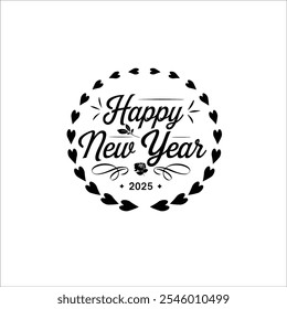 Elegant Happy New Year 2025 Black and White Greeting Design

Minimalist New Year Greeting Card Design with Floral Accents
