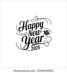 Elegant Happy New Year 2025 Black and White Greeting Design

Minimalist New Year Greeting Card Design with Floral Accents
