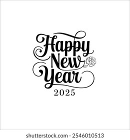 Elegant Happy New Year 2025 Black and White Greeting Design

Minimalist New Year Greeting Card Design with Floral Accents
