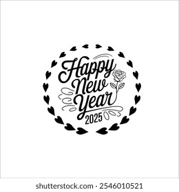 Elegant Happy New Year 2025 Black and White Greeting Design

Minimalist New Year Greeting Card Design with Floral Accents
