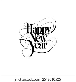 Elegant Happy New Year 2025 Black and White Greeting Design

Minimalist New Year Greeting Card Design with Floral Accents
