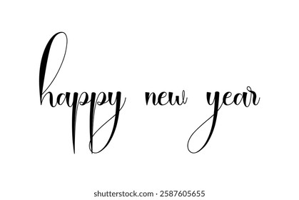 Elegant "Happy New Year" Calligraphy Design.A beautiful, handwritten-style "Happy New Year" greeting.