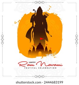 Elegant Happy Ram Navami Indian hindu festival card with lord Rama vector