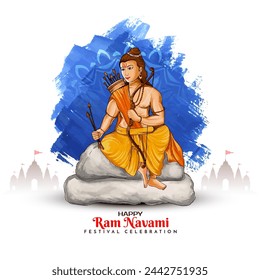 Elegant Happy Shree Ram Navami Indian festival greeting card vector