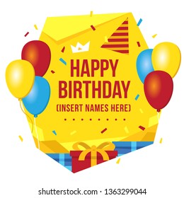 Elegant happy themed colorful birthday gift card, suitable both online and offline use