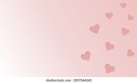 Elegant Happy Valentines day banner template with pressed hearts on pink background. Vector illustration for sale banner, presentation, wedding, party invitation card.