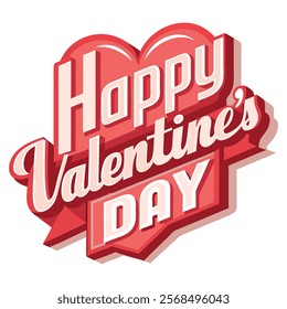 Elegant Happy Valentine's Day Calligraphic Design with Decorative Typography, Arrow, Heart, and Floral Elements Perfect for Greeting Cards, Posters, and Romantic Celebrations